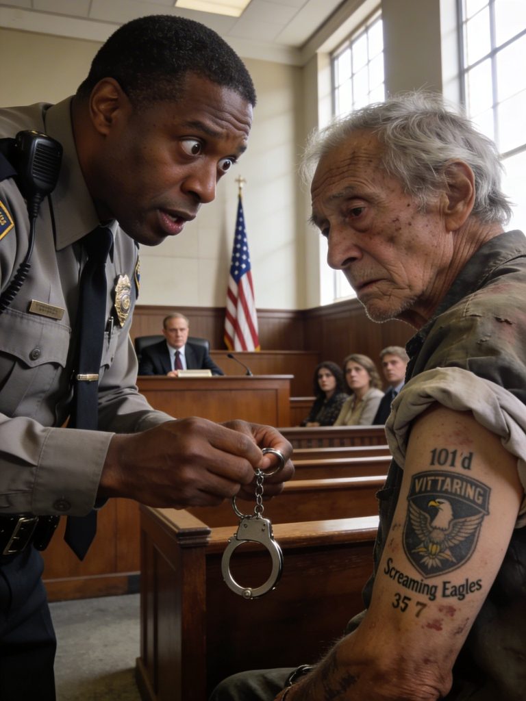 Le quité las esposas a un viejo criminal y al ver su brazo me congelé: llevaba el tatuaje de mi padre muerto en Vietnam y un secreto de 55 años que cambió mi vida para siempre.